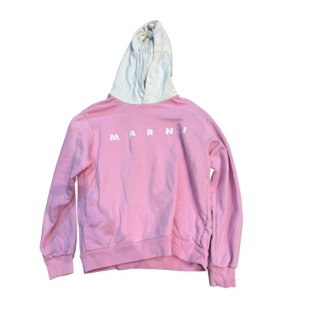 Marni Kids Pink White Contrast Logo Hoodie Sweatshirt Size 10 Cotton Bulgarian